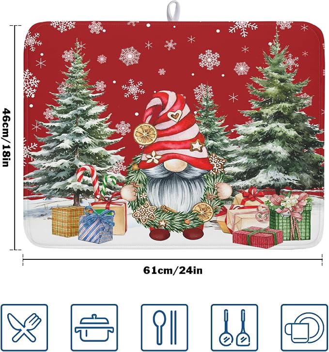 Christmas Dish Drying Mat for Kitchen Counter, Merry Christmas Dish Drying Mat - Image 2