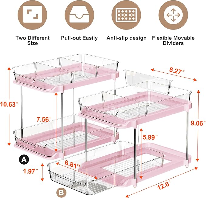 Delamu 2-Tier Multi-Purpose Bathroom Under Sink Organizers and Storage - Image 2