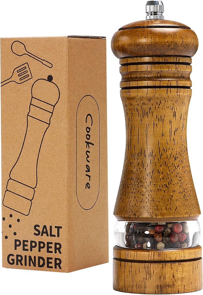 Wood Salt and Pepper Grinder, Salt Grinder and Pepper Mill, Oak Wood Shakers by MJINGMEI
