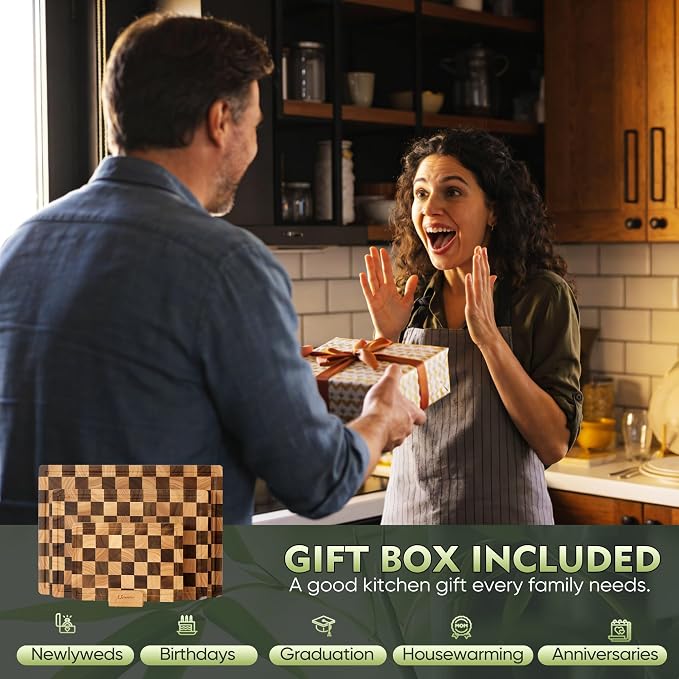3 Pack Checkered Wood Cutting Board Set Cutting Boards - Image 9