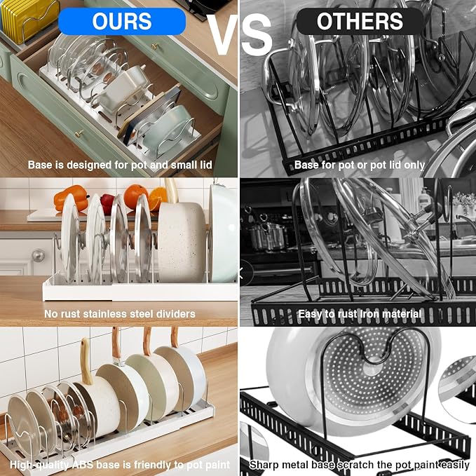 Mustorn 2 Pack Pots and Pans Organizer Under Cabinet - Image 5