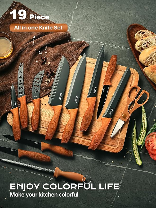 EUNA Knife Block Set, German High-Carbon Stainless Steel Knife Sets - Image 5