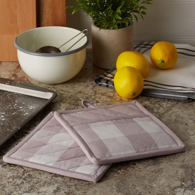 DII Buffalo Check Kitchen Collection, Classic Farmhouse Kitchen Set, Dusty Lilac - Image 4