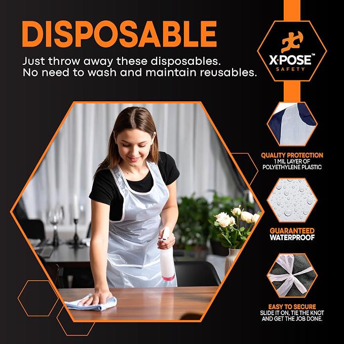 Xpose Safety 3000 White Plastic Disposable Aprons - Image 4