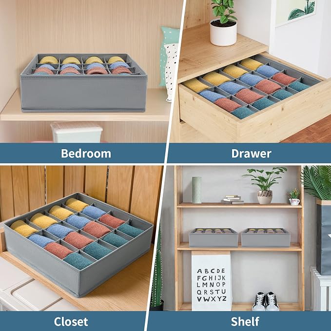 Joyoldelf Sock Drawer Organizer Divider Underwear Organizer 16-cell Fabric - Image 4