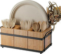 PTSTING Silverware Caddy Wood Utensil Holder Paper Plate Dispenser Silverware by PTSTING