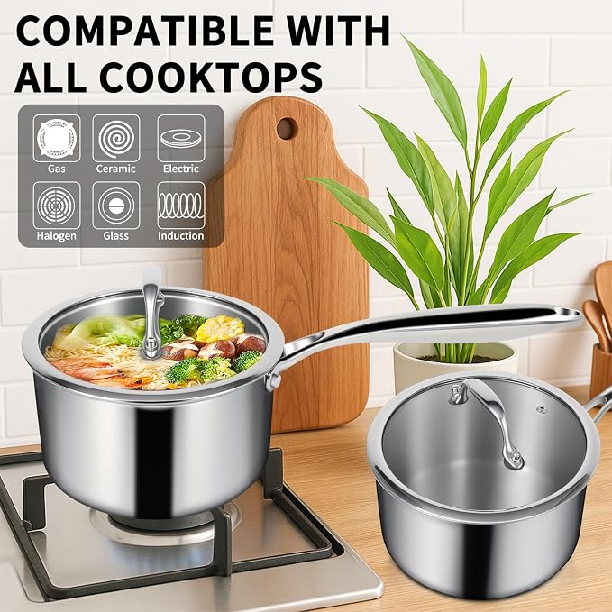 EWFEN 3 Ply Stainless Steel Sauce Pan Set - Image 3