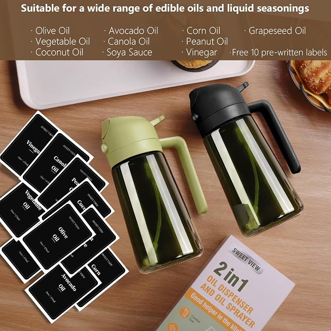 SWEET VIEW Olive Oil Dispenser and Oil Sprayer – 16oz/470ml Glass Light-Proof - Image 7