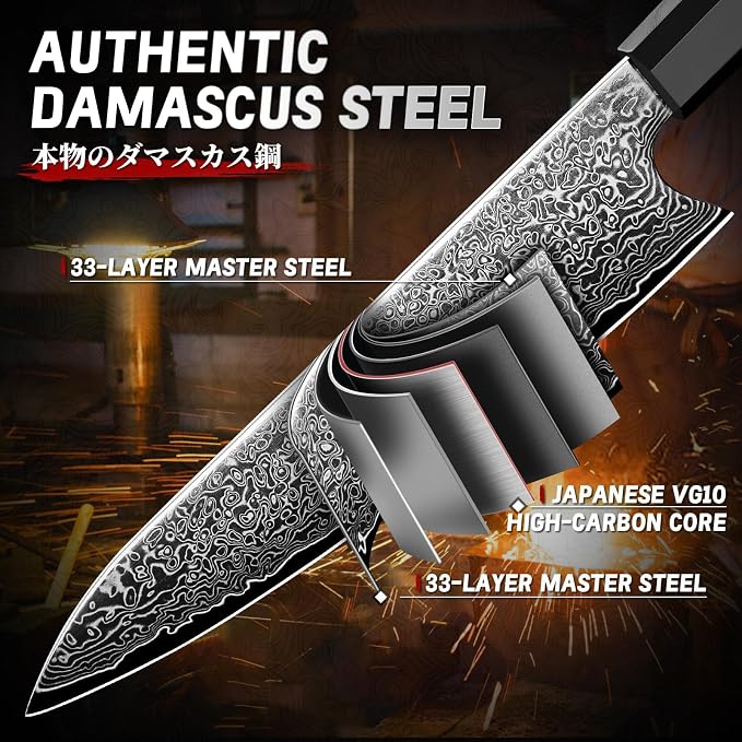 TIVOLI Damascus Chef Knife 8 inch, Japanese Hand Forged High Carbon Kitchen - Image 4