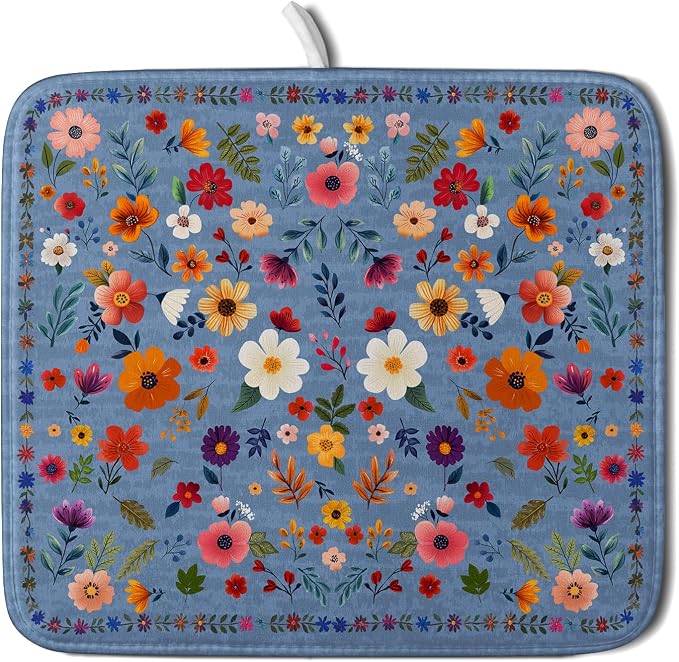 Lovely Flowers Dish Drying Mat by Giwawa