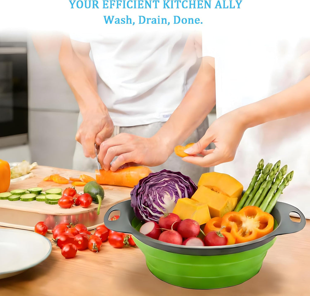 UVB Collapsible Colander Set, Space-Saving Foldable Kitchen Strainer