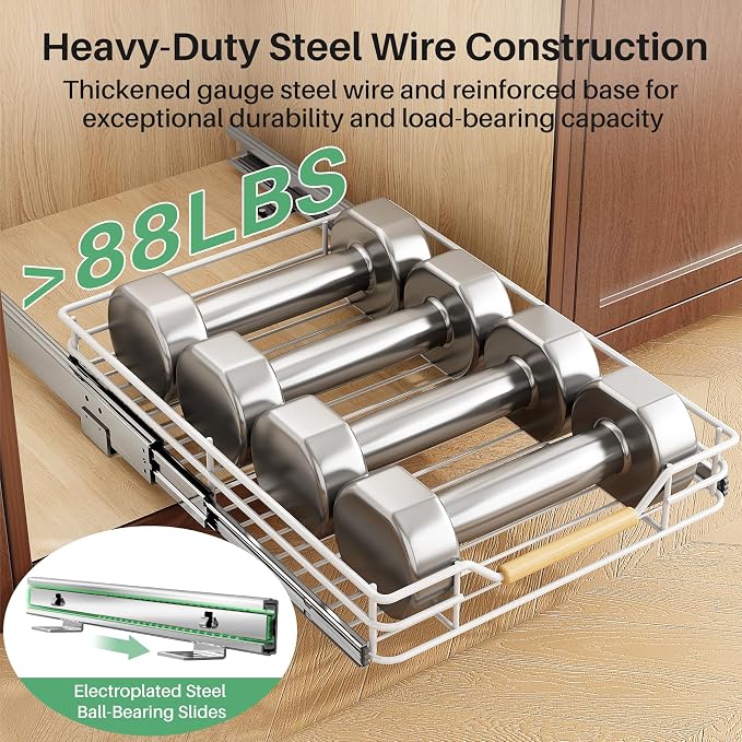 Pull out Cabinet Organizer, Heavy Duty Smooth Sliding Under Cabinet Shelves - Image 6