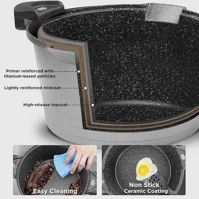 ROSSETTO 8.5QT Pasta Pot with Strainer Lid, Self-Draining Cooking Pot with - Image 3