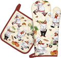 Chef Oven Mitts and Pot Holders Sets 2Pcs, 100% Cotton Heat Resistant, Extra by Arquiel