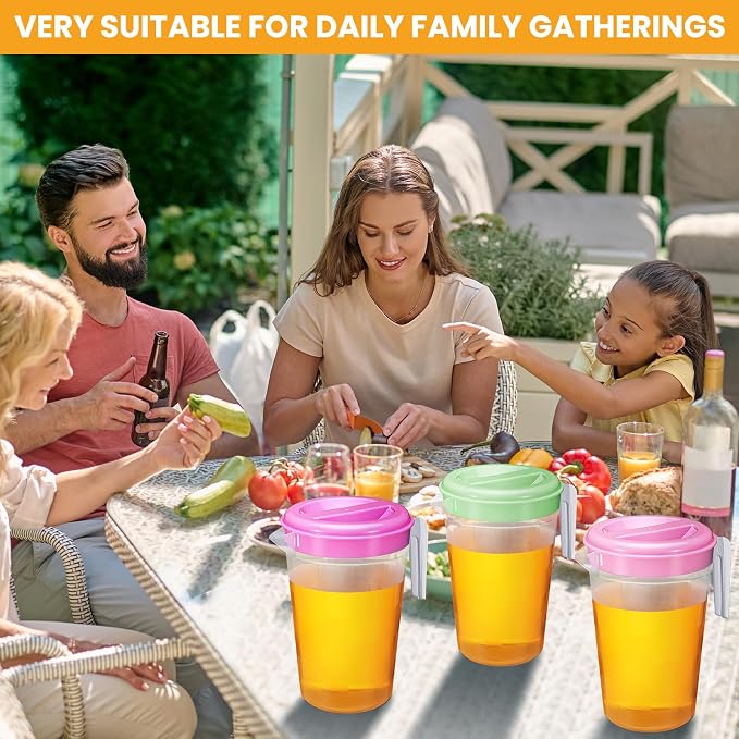 Honeydak 6 Pcs 70 Oz Round Clear Plastic Pitcher - Image 5