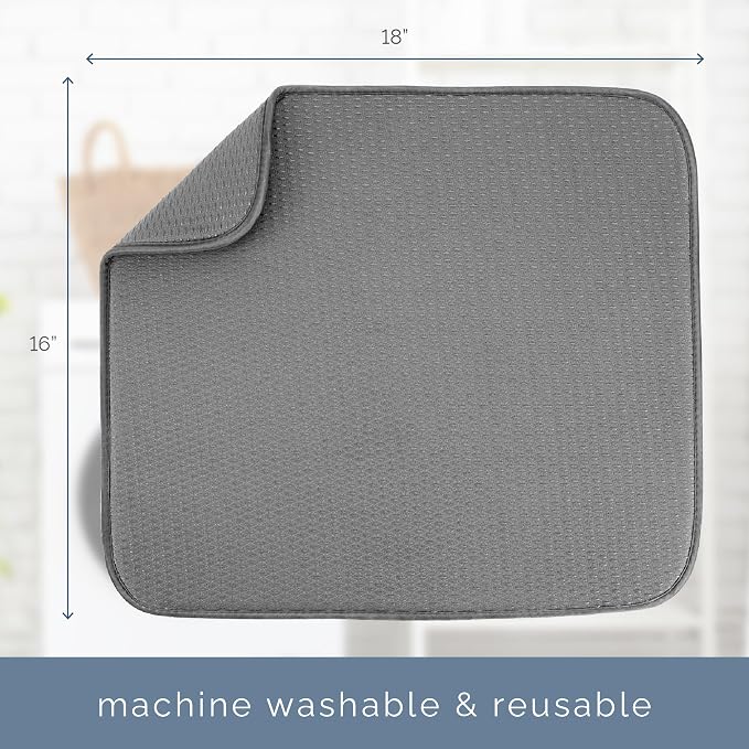 S&T INC. Dish Drying Mat, 16” x 18”, Absorbent Microfiber Kitchen Counter Mat - Image 7