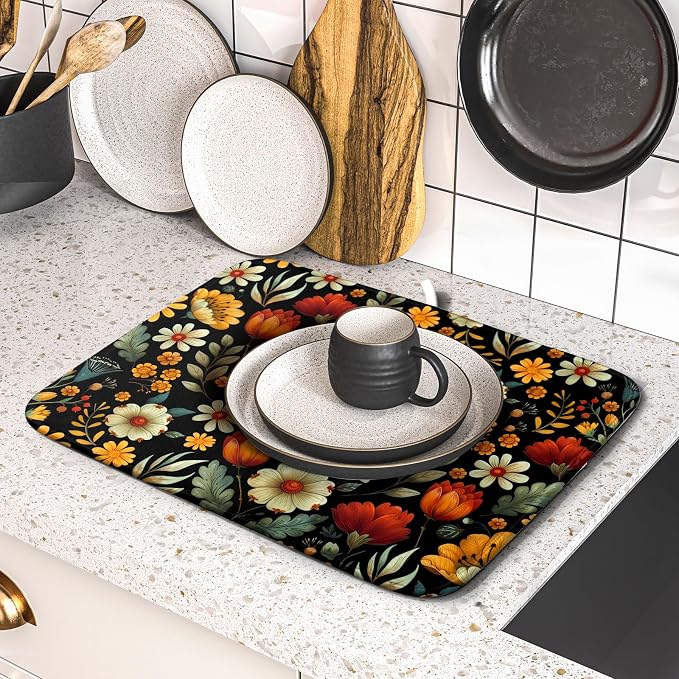 Vintage Boho Floral Dish Drying Mat - Image 5