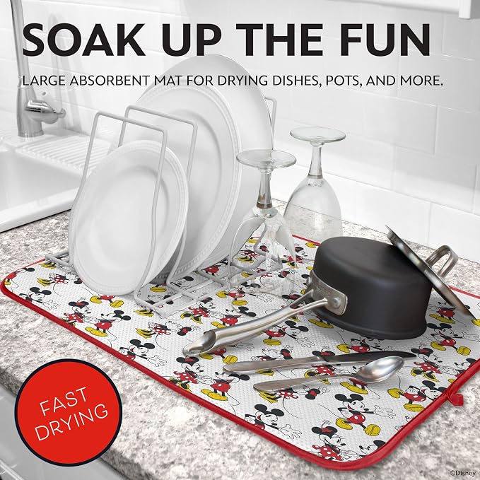 Disney Dish Drying Mats for Kitchen Counter – 16" x 18" Absorbent Kitchen - Image 2