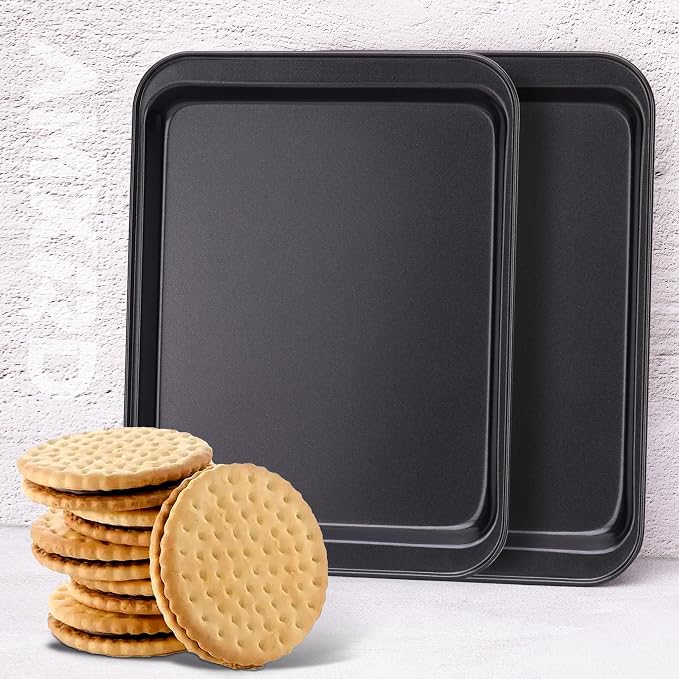 Small Baking Sheets, Nonstick Baking Toaster Oven Tray Cookie Sheet, 1 or 2 - Image 6