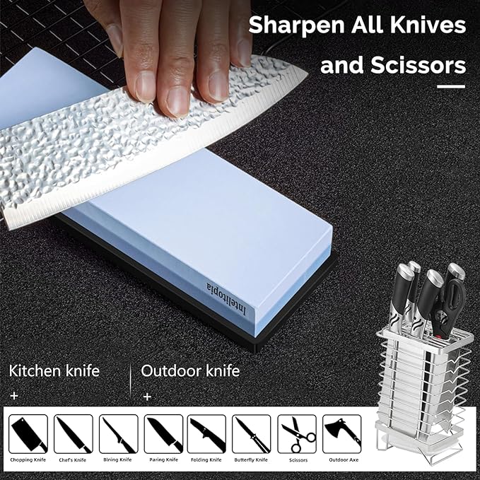 Intelitopia Complete Knife Sharpening Stone Set – Dual Grit Whetstone 400/1000 - Image 6
