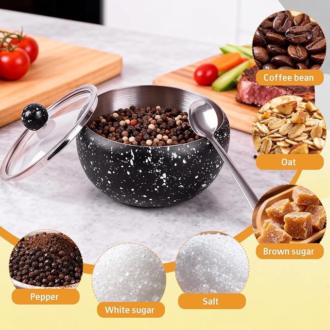 holoith Sugar Container with Glass Lid and Spoon, 16oz Snowflake pattern - Image 8