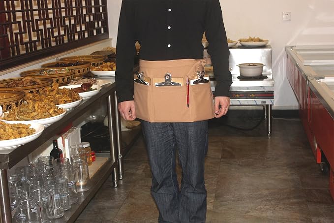 Resist water 3 big Pockets Waist Server Apron Kitchen Restaurant Unisex Half - Image 5