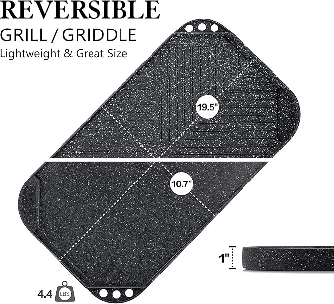SENSARTE Nonstick Griddle Grill Pan, Pro-Grid Reversible Grill & Griddle Pan - Image 5