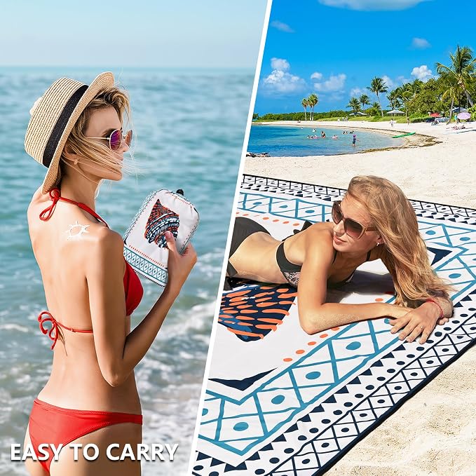 HIHOHO Beach Blanket Waterproof Sandproof Extra Large Beach Mat 79" X - Image 4