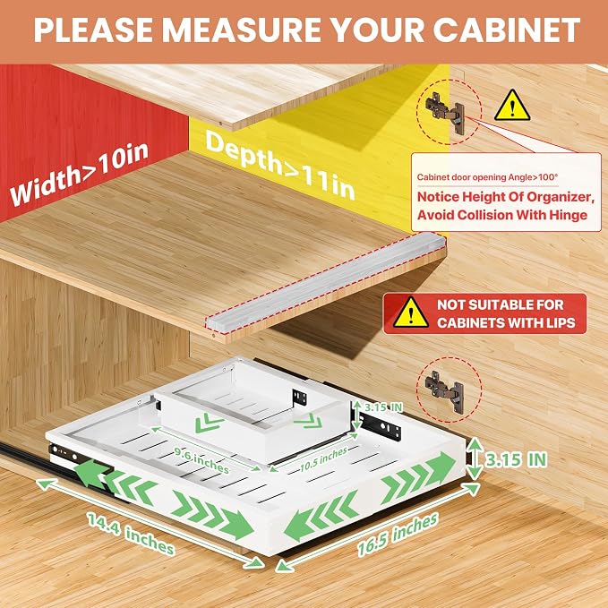 2 Pack Pull out Cabinet Organizer, Width Depth, - Image 2