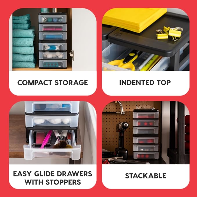 IRIS USA Plastic Stacking Desk Top 3-Drawer Storage Organizer, - Image 4