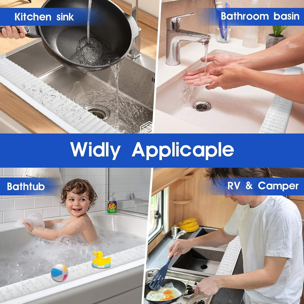 Snuggery 20"x4" Silicone Sink Edge Protector&Splash Guard with Suction