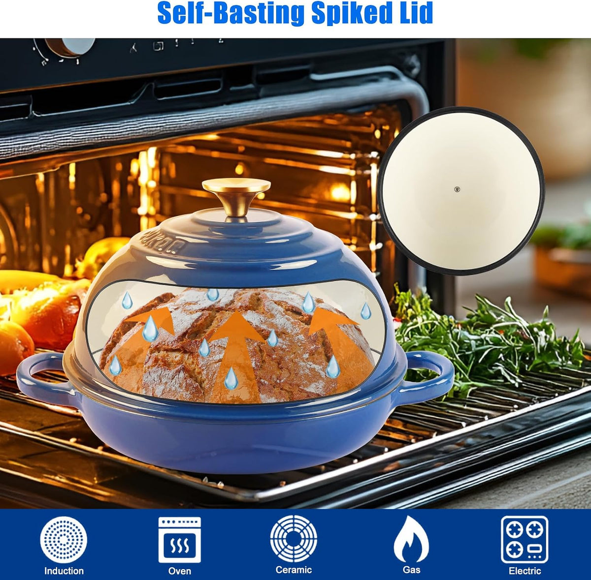 Dutch Oven for Sourdough Bread Baking, 7QT Enameled Cast Iron Dutch