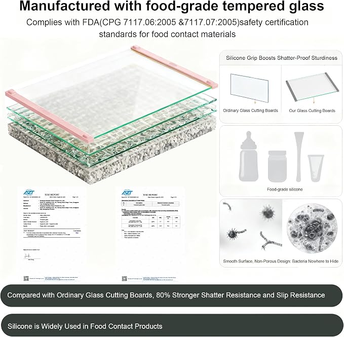 2PCS Glass Cutting Board with Silicone Grip, 80% Stronger Shatter Resistance - Image 7
