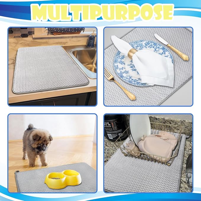 3 Pack Microfiber Dish Drying Mat, 24 x 17 inch Super Absorbent Drying Pad - Image 7