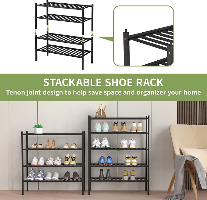 ROMGUAR CRAFT 4 Tier Bamboo Shoe Rack - Image 5