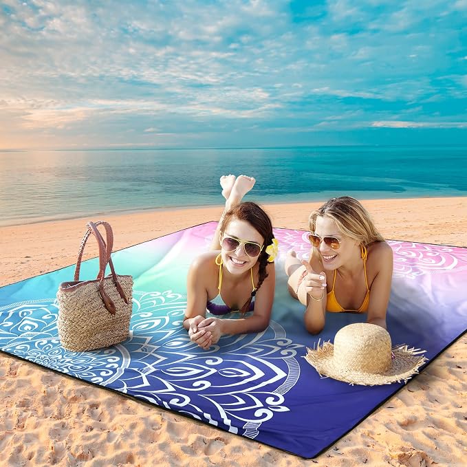 HIHOHO Beach Blanket Waterproof Sandproof Extra Large Beach Mat 79" X - Image 4