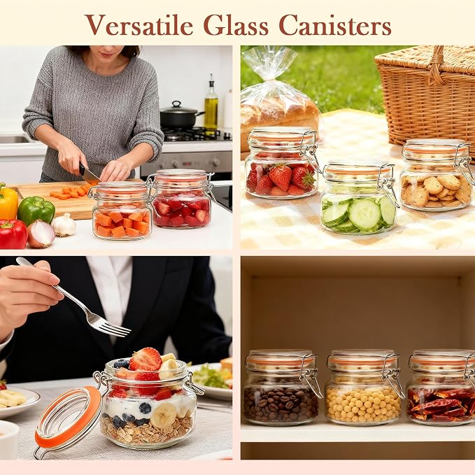 16 oz Glass Jars With Airtight Lids And Leak Proof Rubber Gasket, Wide Mouth - Image 6