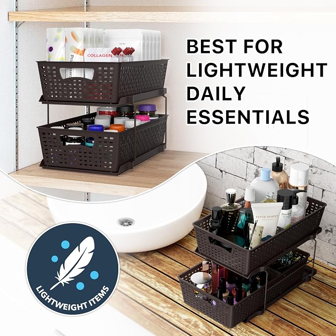 Simple Houseware 2 Tier Bathroom Organizer Tray Pull-Out Sliding Drawer - Image 8