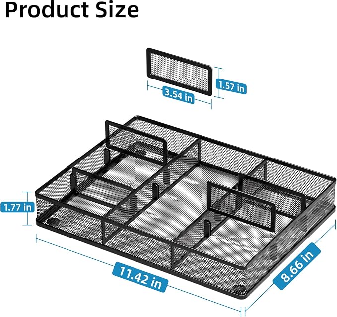 Marbrasse Desk Drawer Organizer, Metal Mesh Drawer Organizer Tray - Image 2