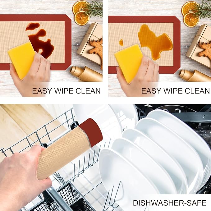 Silicone Baking Mat, 3 Pack Reusable Baking Mat, Food Safe Silicone Mats - Image 6