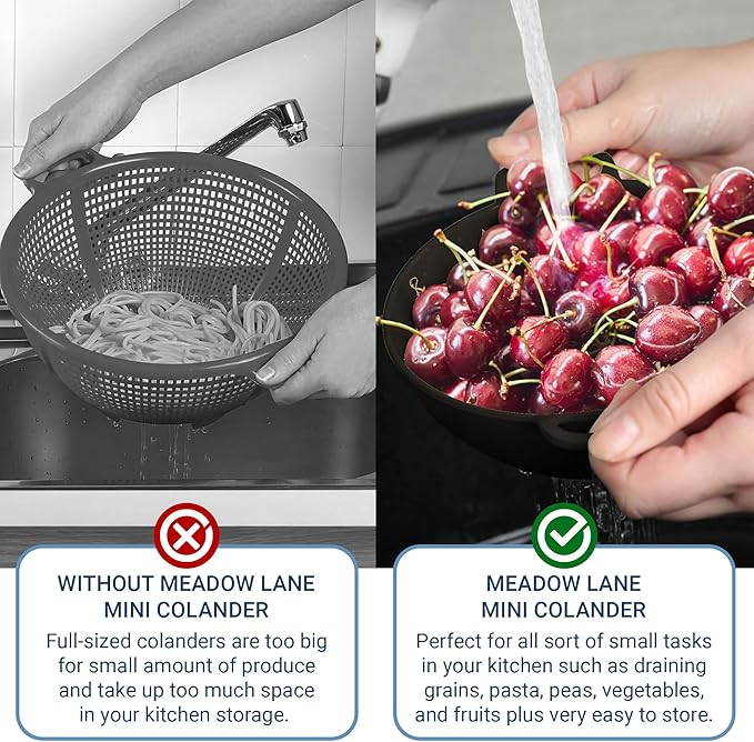 Meadow Lane 6-inch Small Colander, Dishwasher Safe, Double Handles, Compact - Image 7