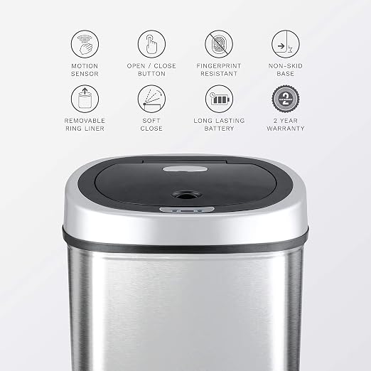 Ninestars DZT-42-9 Automatic Touchless Infrared Motion Sensor Trash Can - Image 4