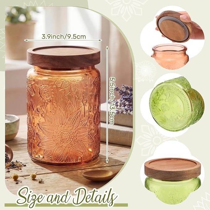 Willinglong 2 Pack 23.7oz Colored Vintage Glass Storage Jars - Image 5