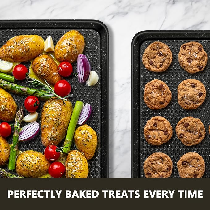 Wildone 2 Pack Half Sheet Baking Pans, Honeycomb Embossed Nonstick Baking Sheet - Image 6