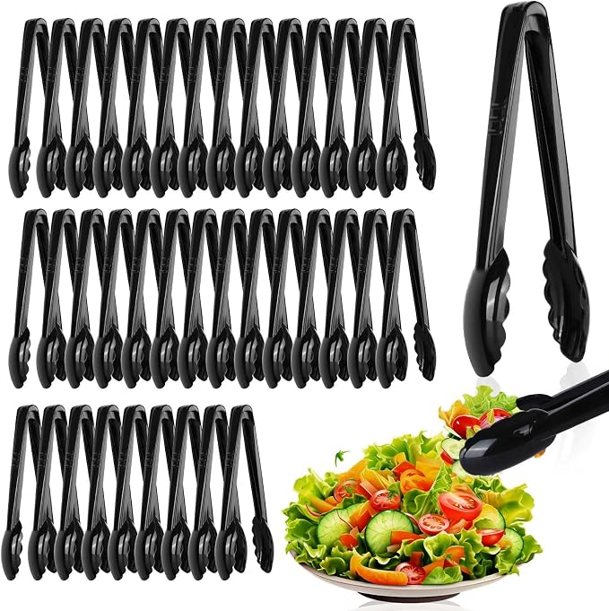 Mwellewm 40 Pcs Plastic Tongs for Serving Bulk 9 Inch Serving Disposable Tongs by Mwellewm