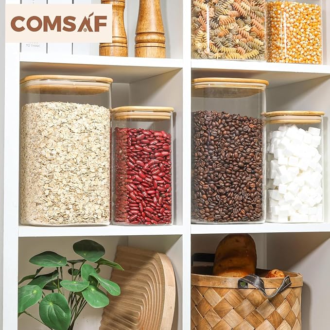 ComSaf 1.2 Gallon Wide Mouth Flour Sugar Storage Containers 2 Pcs, 4.6 Qt Glass - Image 9