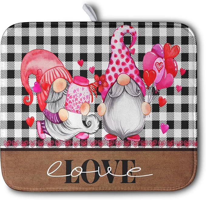 Valentine's Day Dish Drying Mats by Kwlegh