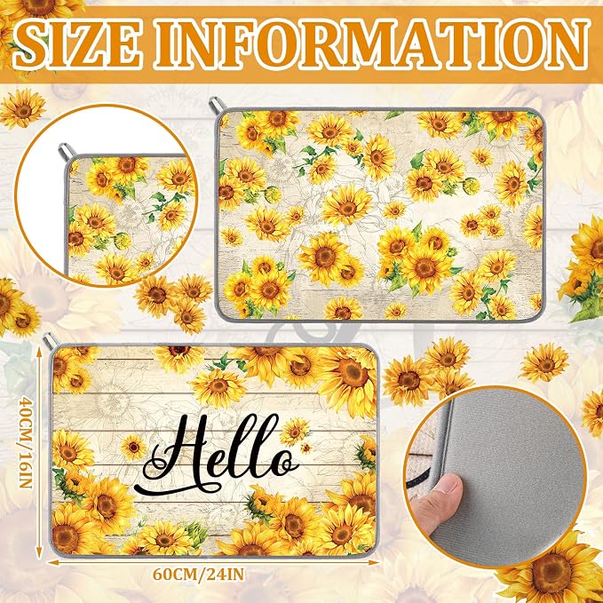 Zonon Dish Drying Mat for Kitchen Counter 16 x 24 Microfiber Absorbent Dish - Image 3