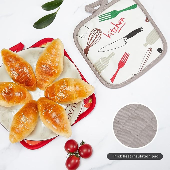 Oven Mitts and Potholders Dish Towles Set 100% Cotton - Image 7