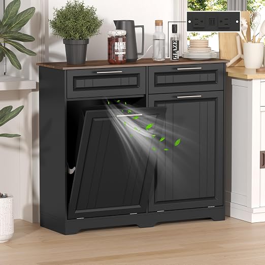 Double 10 Gallon Tilt Out Trash Can Cabinet by JMHDYG